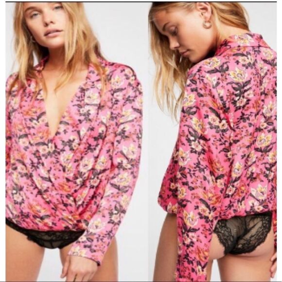 Intimately Free People Elsa Floral Plunge Lace Bodysuit - Picture 1 of 7